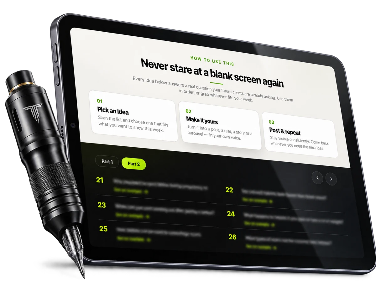 40 Ideas for Posts — the guide shown on a tablet